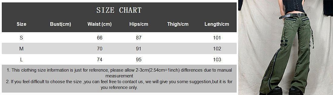 Army Green Cargo Pants Women Gothic Punk Style Jeans Techwear Hip Hop Baggy Jogger Streetwear Trousers