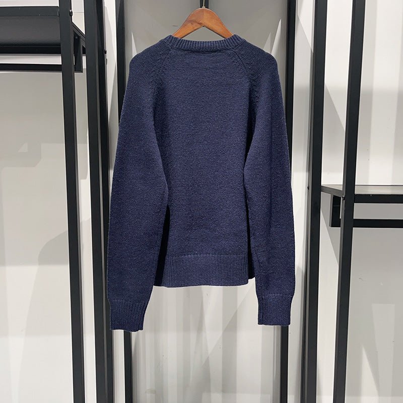 Autumn and winter casual English letter embroidery round neck pullover long sleeved knitted sweater
