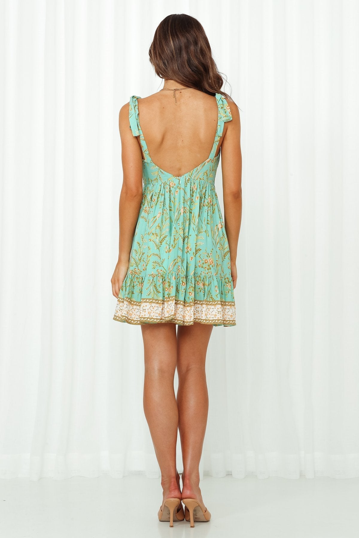 Summer New Sexy V-Neck Sling Straps Printed Pleated Dress Women