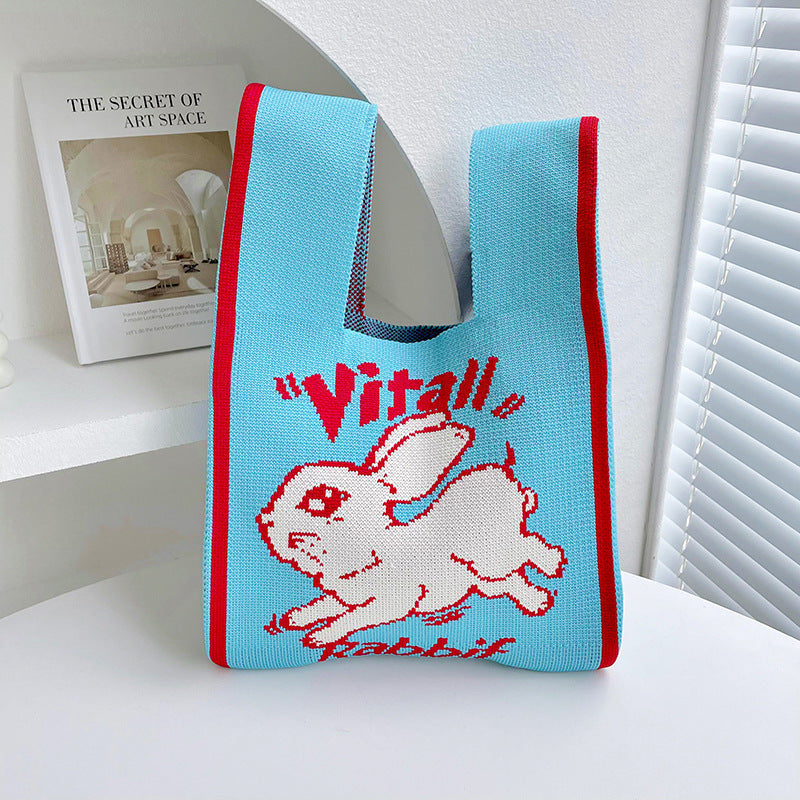 Rabbit Knitted Shoulder Bag Large Capacity Tote