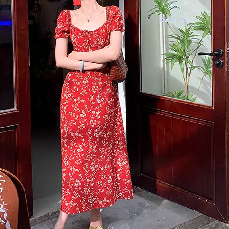 Summer French Bright White Floral Dress