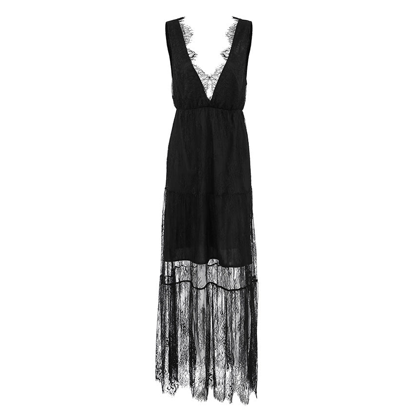 Women's V-neck Loose Backless Long Dress