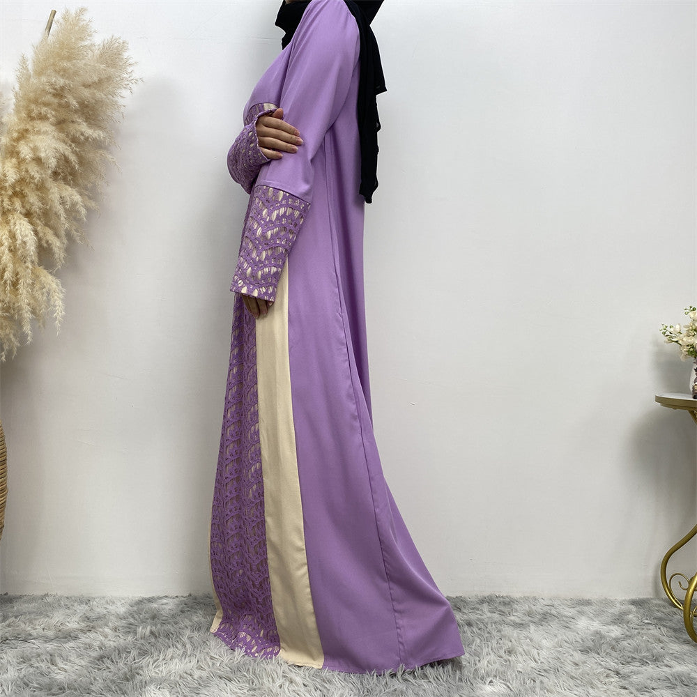 Lace Patchwork Long Sleeved Dress For Women