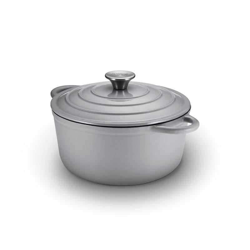 Tower Grey 24cm Round Cast Iron Casserole