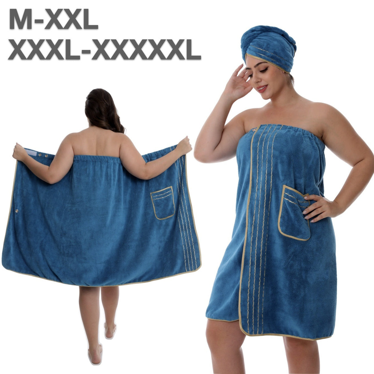 Plus-size Bath Skirt Coral Fleece Bathrobe And Bath Cap Set
