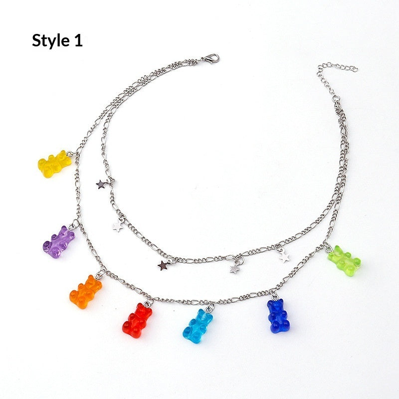 INS Fashion Pendant Personalized Candy-colored Little Bear Necklace