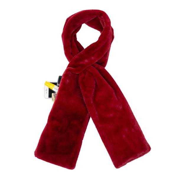 Ultra-Soft Faux Fur Pull-Through Scarf With Hidden Zipper Pocket
