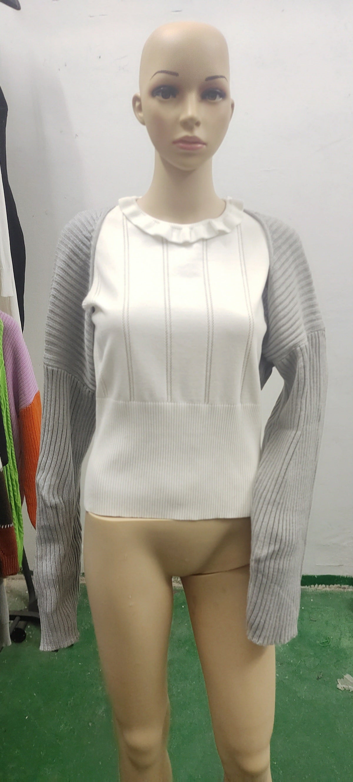 Wool Knitted Sexy Solid Color Ultra Short Long Sleeve