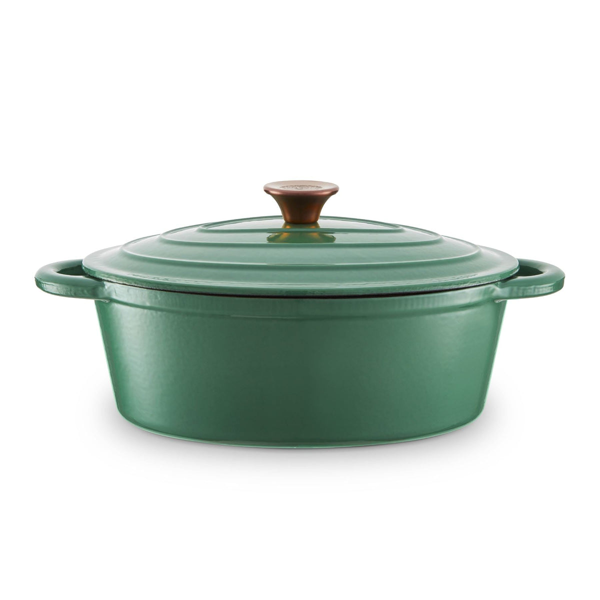 Barbary & Oak 29cm Oval Cast Iron Casserole Dish Green