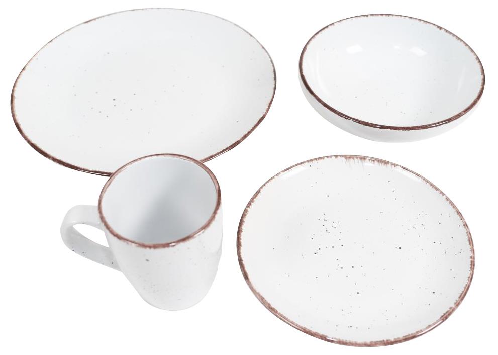 16 Piece Speckled White Dinner Set | M&W