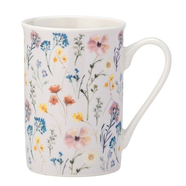 Pressed Flowers Purple Flare Rim Mug