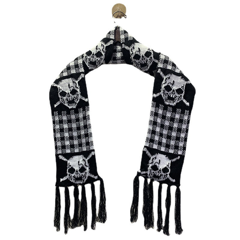Thickened Thermal Knitted Scarf With Skull Design