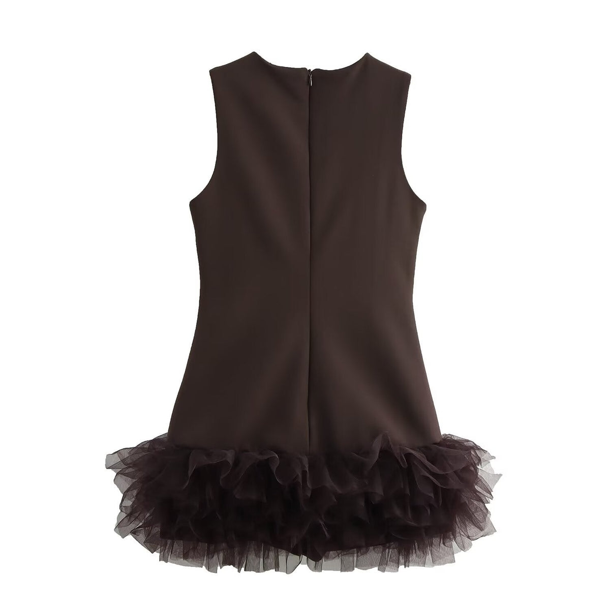 Mesh Patchwork Round Neck Jumpsuit Dress
