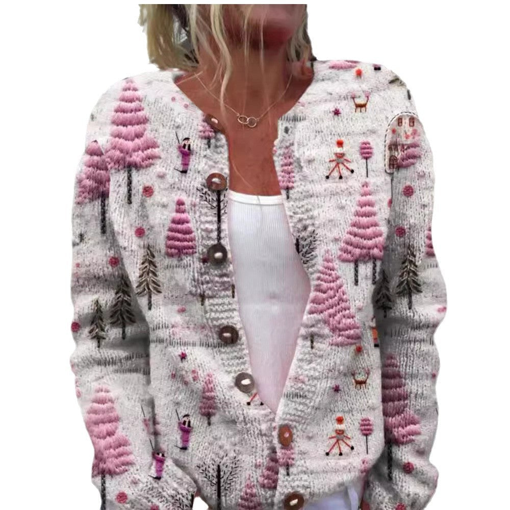 Creative Animal Print Shading Women's Cardigan Sweater