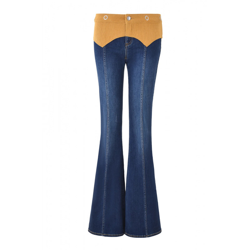 Corduroy Patchwork Denim Neck For Women