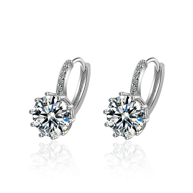 Big Zircon White Glamorous Female Earrings Valentine's Day Gift