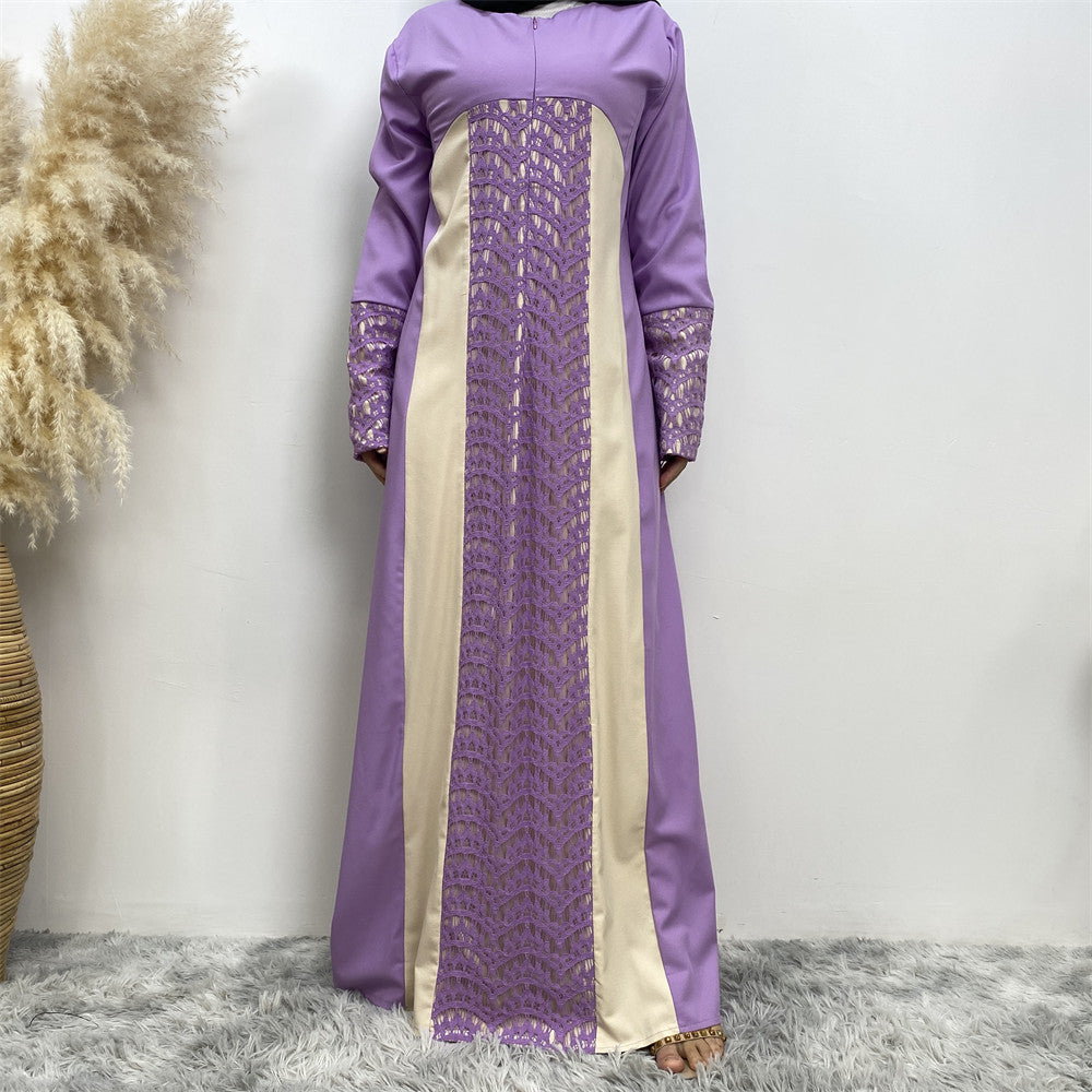 Lace Patchwork Long Sleeved Dress For Women