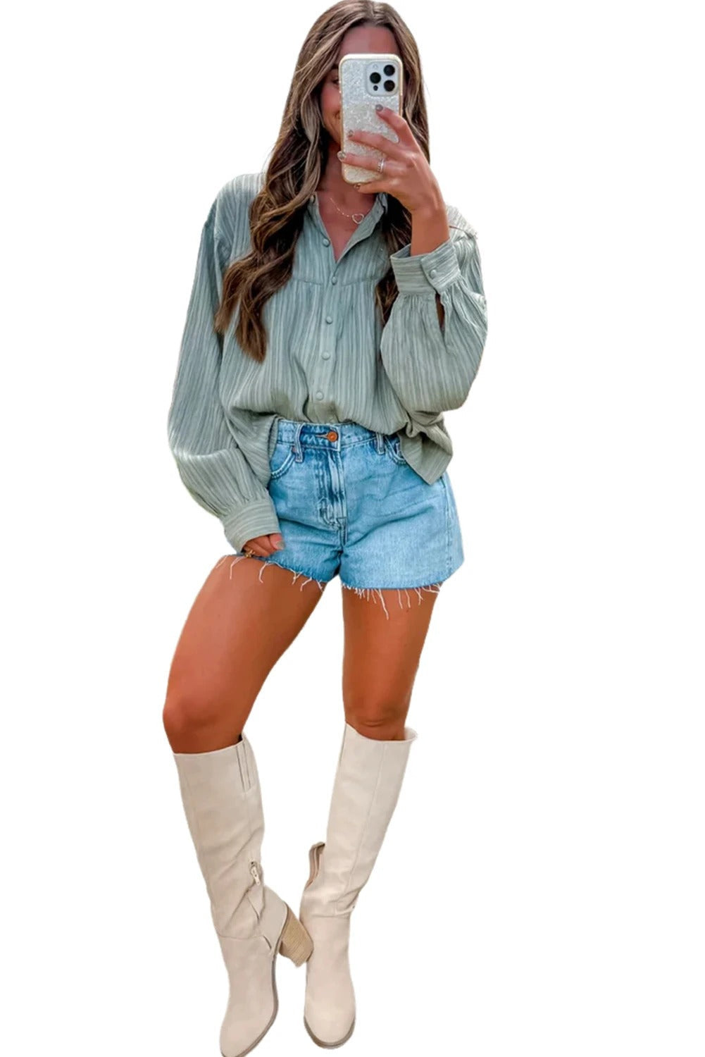 Women's Solid-color Casual Loose-fitting Long-sleeve Shirt