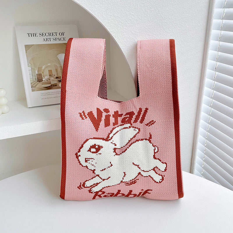 Rabbit Knitted Shoulder Bag Large Capacity Tote