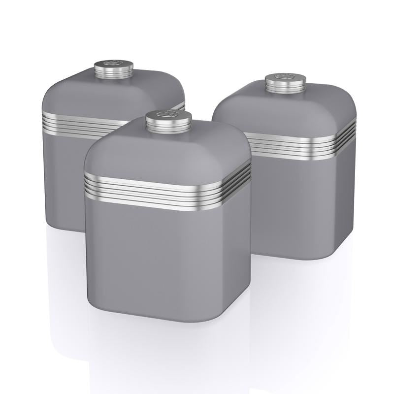 Swan Retro Set of 3 Canisters Grey