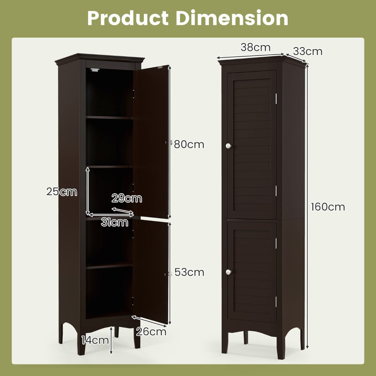 Tall Narrow Bathroom Cabinet-Black