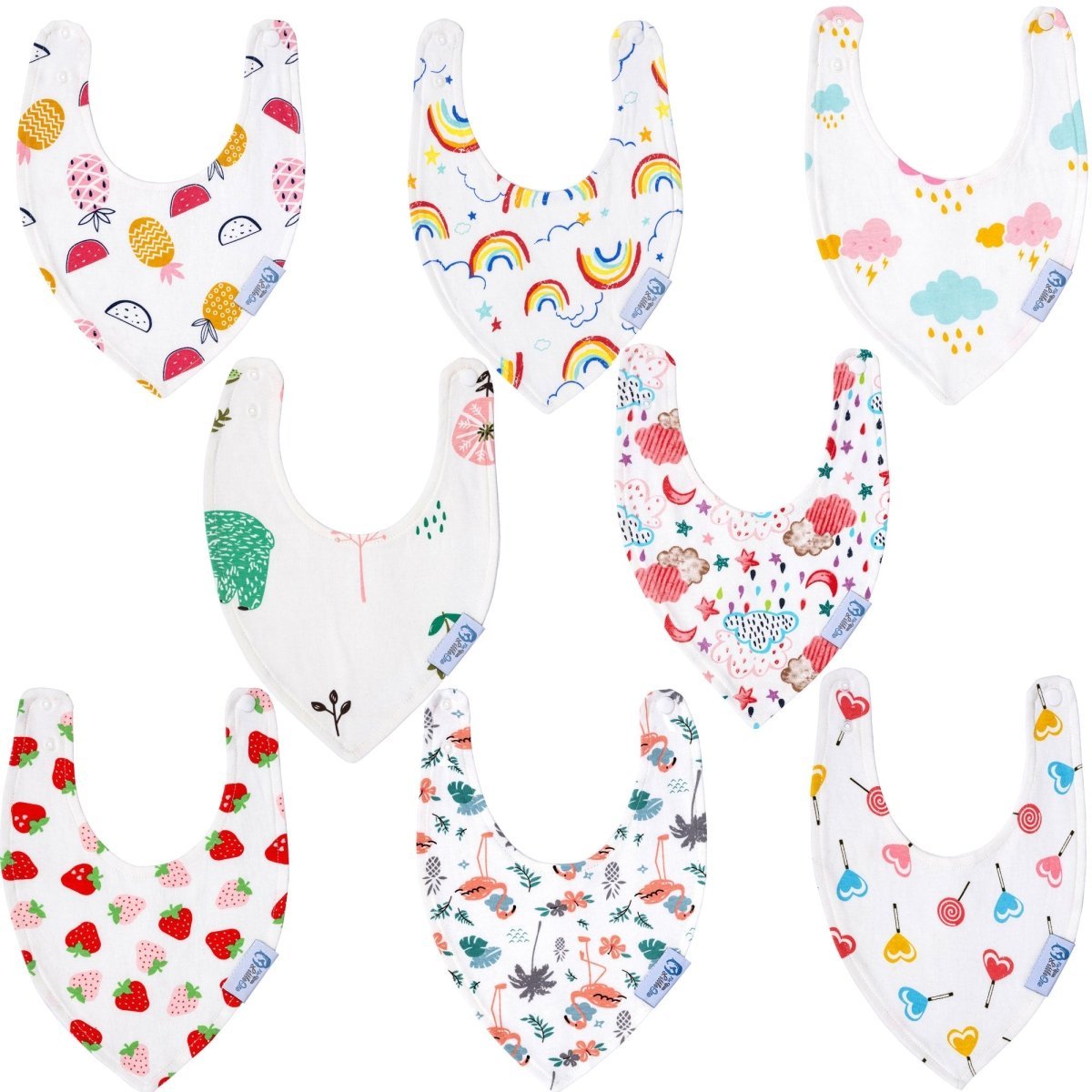 Baby Bandana Dribble Bibs Cotton | Pack of 8 Girls