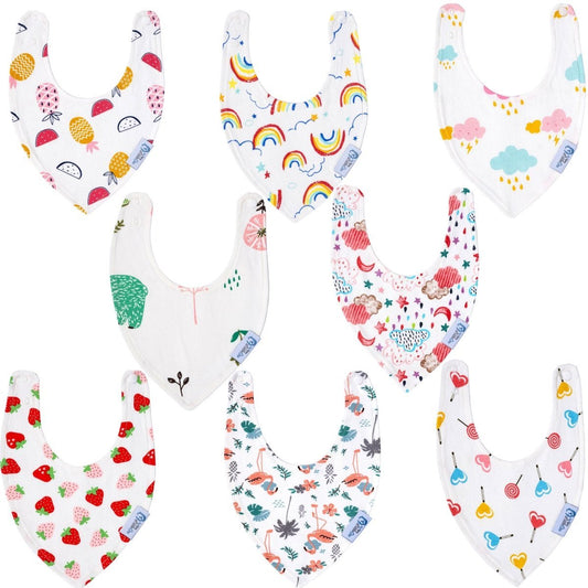 Baby Bandana Dribble Bibs Cotton | Pack of 8 Girls