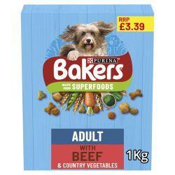 Bakers Dry Dog Food, 1kg Adult, Senior and Puppy - Case of 5