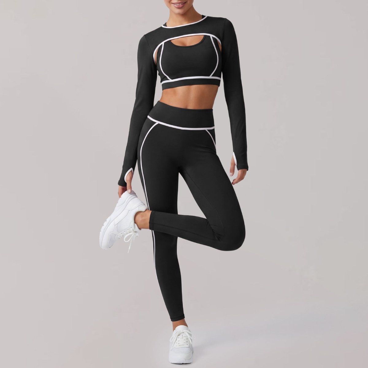 Bare-Feel Yoga Workout Set for Women, High-End Crop Top with Shockproof Sports Bra and Running Leggings Set