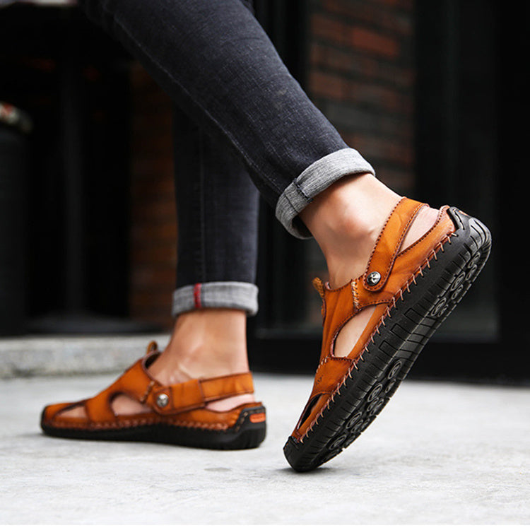 Men's Closed Toe Sandals Summer Adjustable Slides Slippers Fashion Beach Shoes