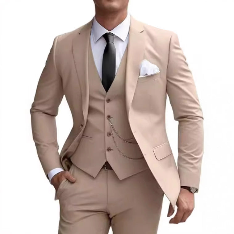Men's Premium Slim Fit 3-Piece Business Suit - Formal Wedding Banquet Tuxedo Set