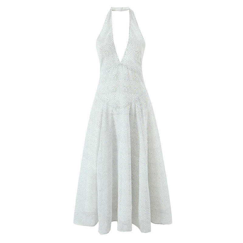 V-neck Halter Sexy Backless Holiday Women's Dress