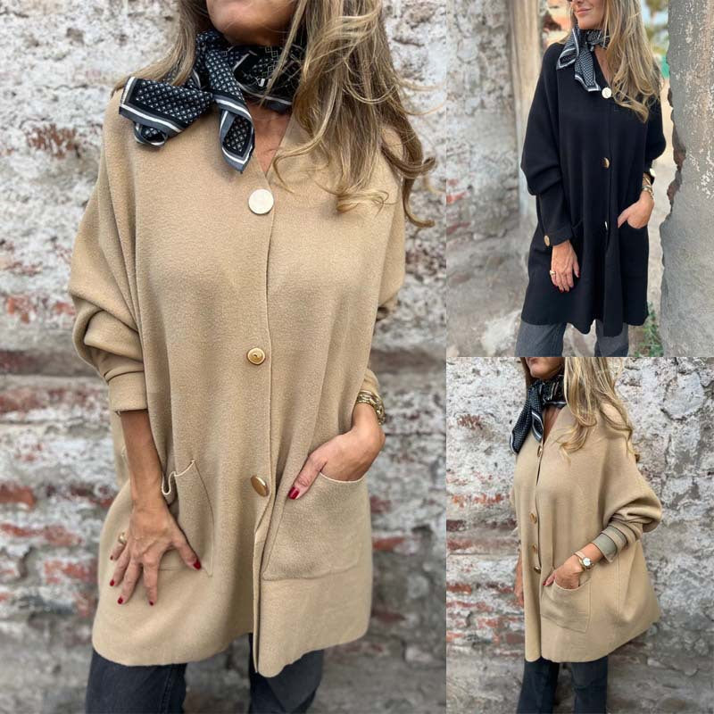 New Mid-length Solid Color Casual Single-breasted Cardigan Jacket