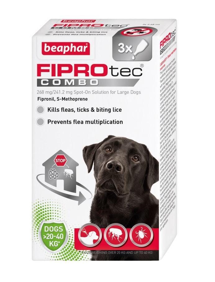 Beaphar FIPROtec COMBO Flea and Tick Spot On for Large Dogs 3 pipettes - Case of 6