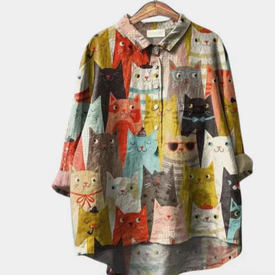 Long-sleeve Pullover Shirt With Digital Animal Print