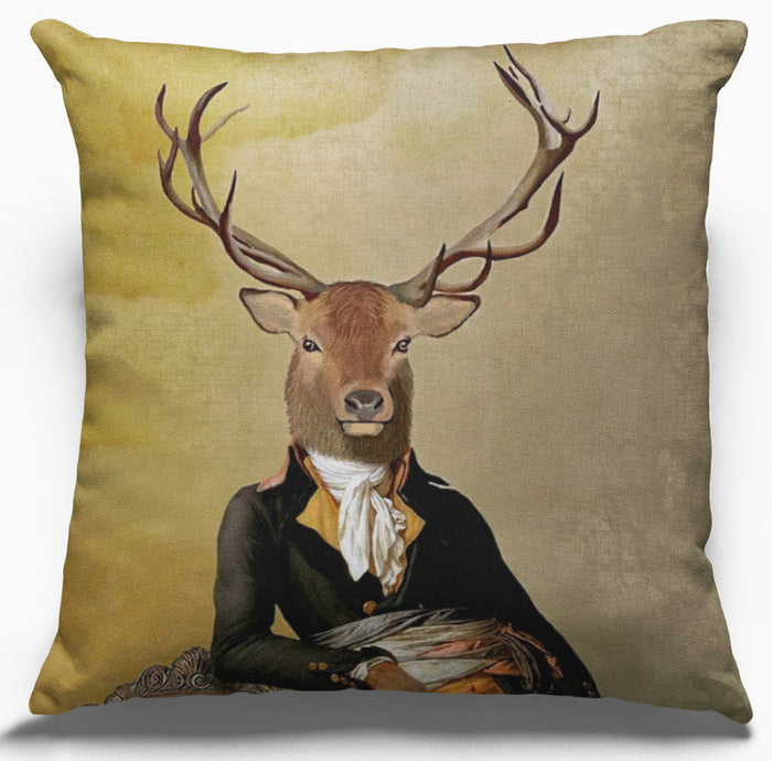 Creative Human Animal Cotton Linen Pillowcase