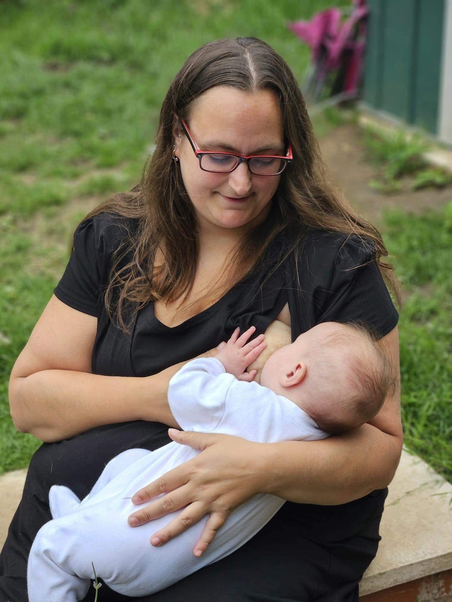 Black Cotton Breastfeeding Dress | Discreet Nursing Access | Sizes 6-24