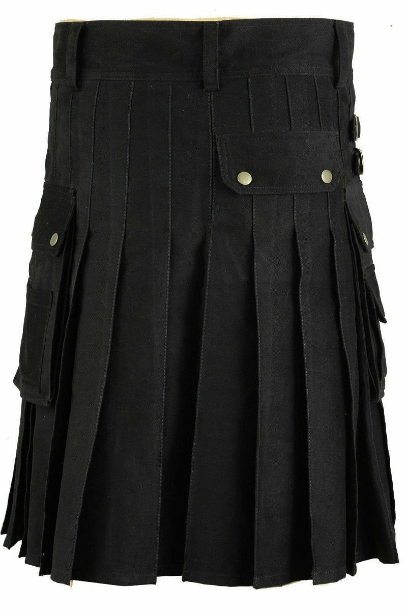 Black Colour utility Cargo Kilt 100% Cotton with  Jacobite Shirt