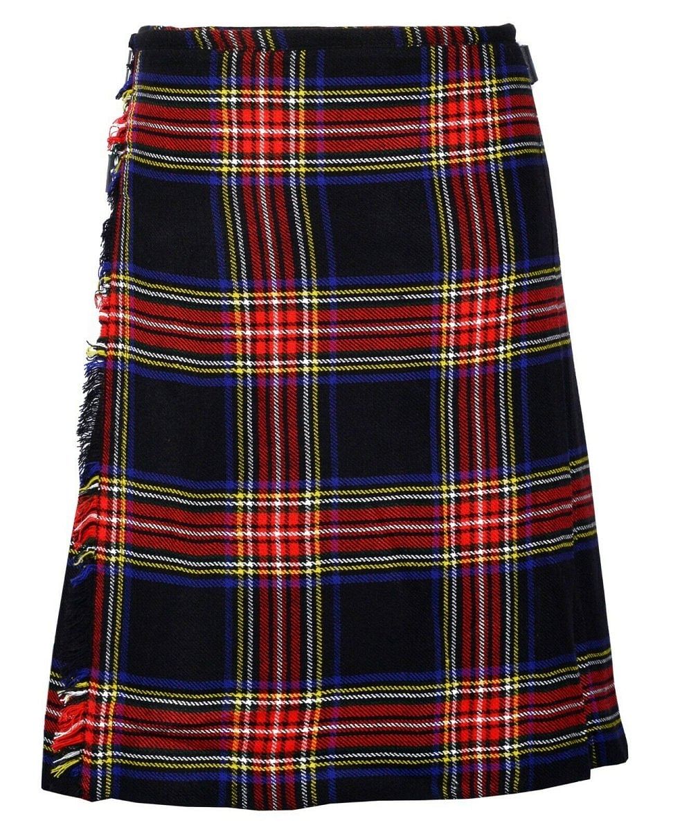 Black Stewart 8 Yard  Traditional Highland Tartan Scottish Men's Kilt Outfit Set
