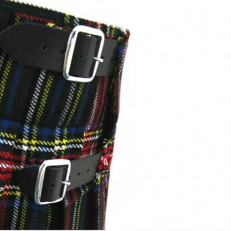 Black Stewart Scottish Men's Traditional 5 Yard Highland Tartan Kilt Length 24"
