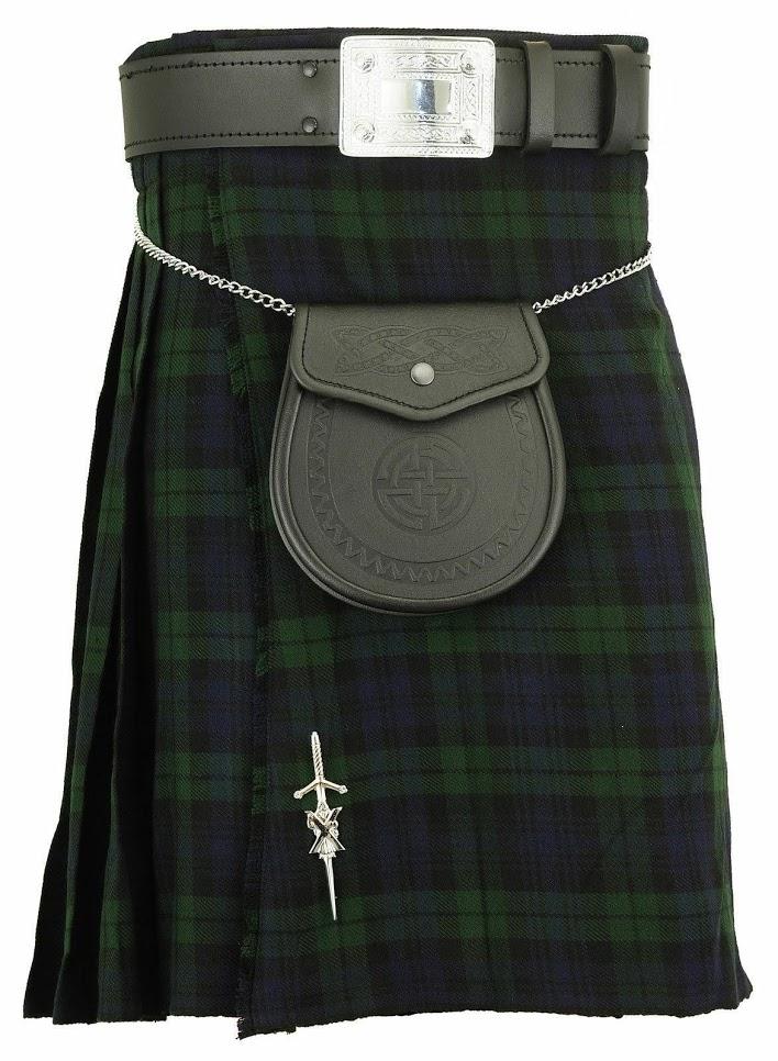 Black Watch Scottish Men's Traditional Highland Dress Tartan Kilt