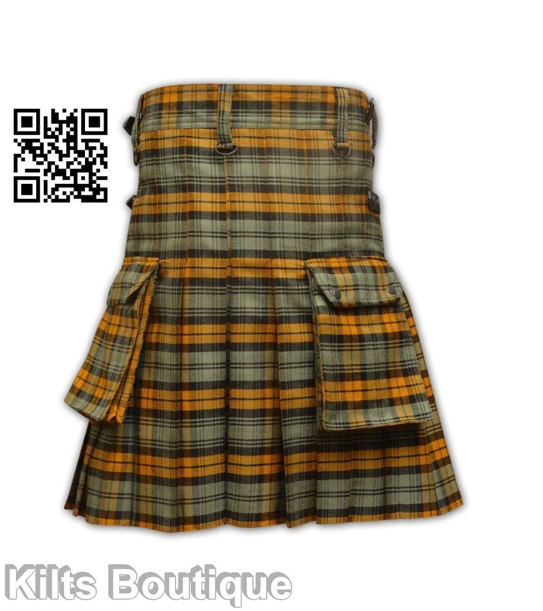 Black Watch Weathere Modern Tartan Scottish Men Utility Modern Kilt Cargo Pocket