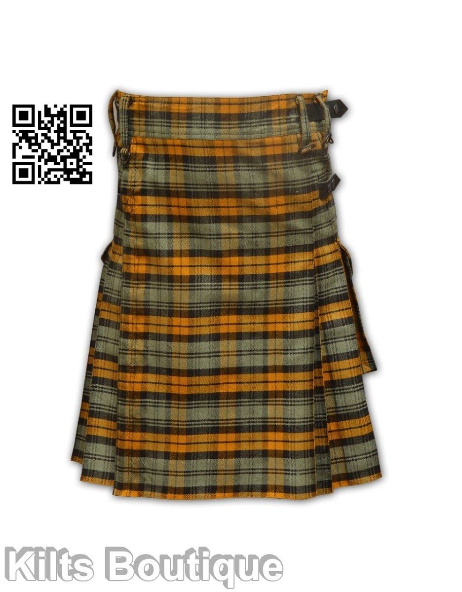 Black Watch Weathere Modern Tartan Scottish Men Utility Modern Kilt Cargo Pocket