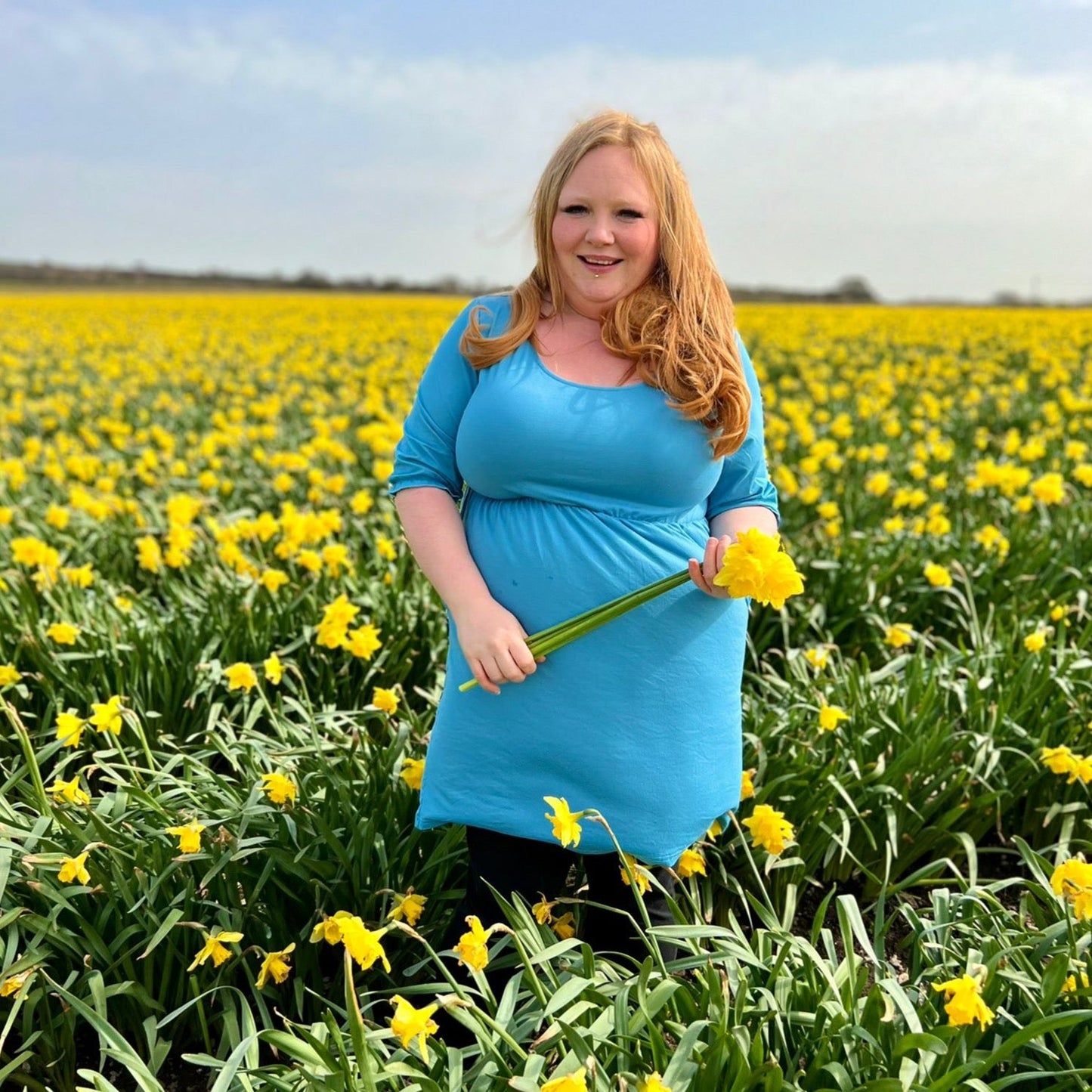 Petite Blue Dress with Pockets – Breastfeeding Friendly
