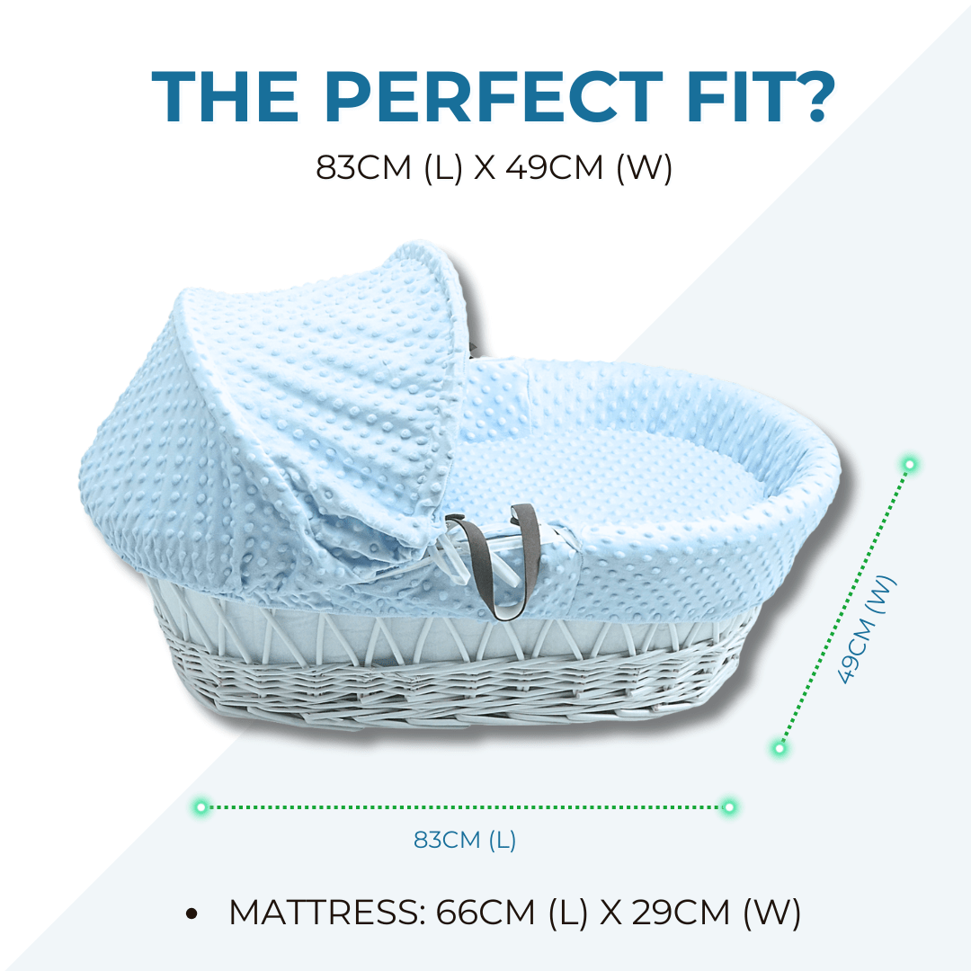Cesto Moisés de mimbre gris "Blue Waffle" con soporte - Set completo para dormir de recién nacido