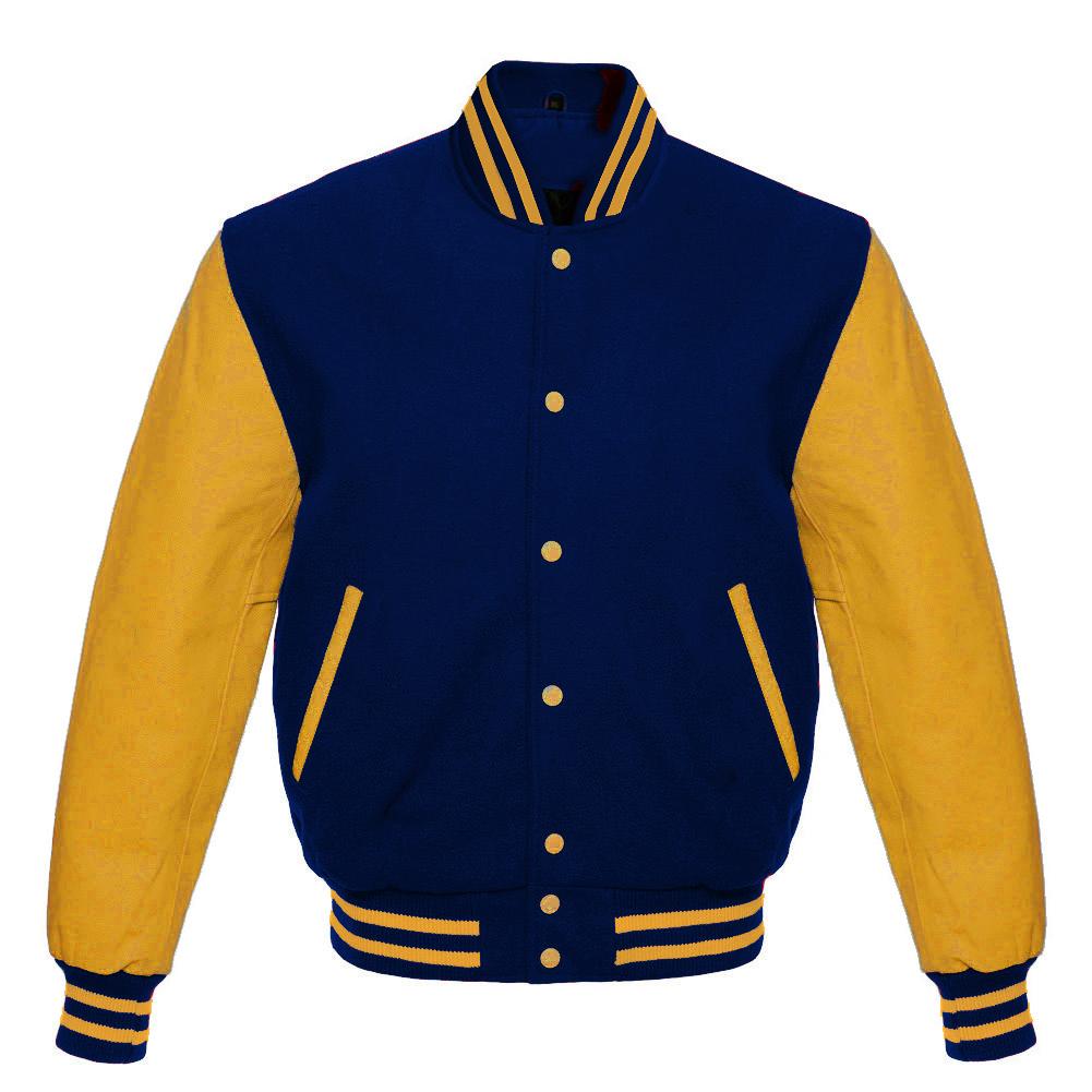 Blue & Yellow Varsity Letterman baseball jacket Wool Body & Leather Sleeves