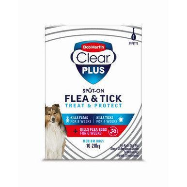 Bob Martin Clear PLUS 134mg / 120.6mg Spot On Solution for Medium Dogs 1T - Case of 10