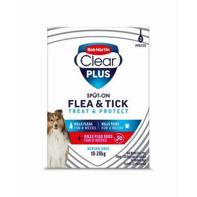 Bob Martin Clear PLUS 134mg / 120.6mg Spot On Solution for Medium Dogs 3T - Case of 6