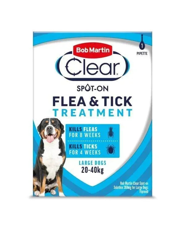 Bob Martin Clear Spot On Flea and Tick Treatment Large Dog (20-40kg) 1 pipette - Case of 10