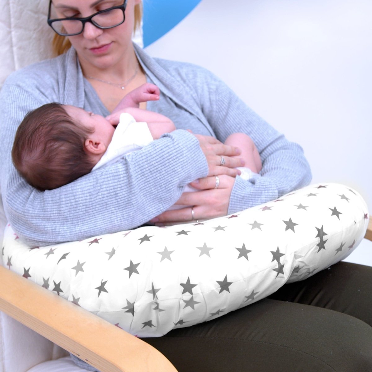 For Your Little One Breastfeeding Nursing Pillow Cover | Silver Twinkle